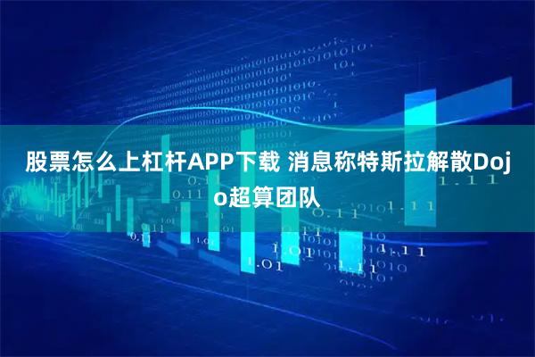 股票怎么上杠杆APP下载 消息称特斯拉解散Dojo超算团队